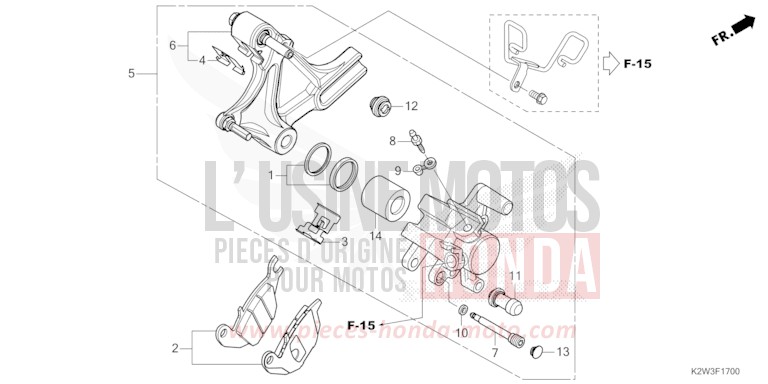 REAR BRAKE CALIPER for Dax ST125 PEARL NEBULA RED (R376) from 2023